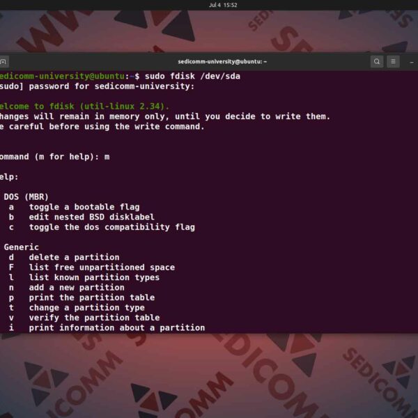 Утилиты fdisk и gdisk, курсы Linux индивидуальное обучение Ереван
