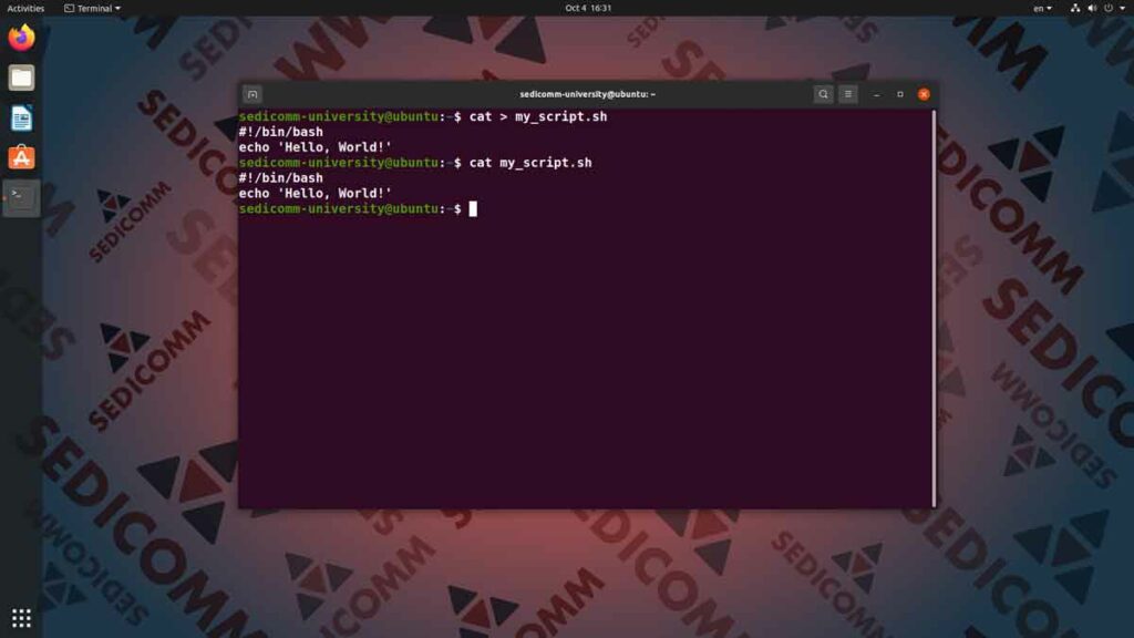 Как создать свой скрипт в Ubuntu, курс программирование Линукс Шымкент